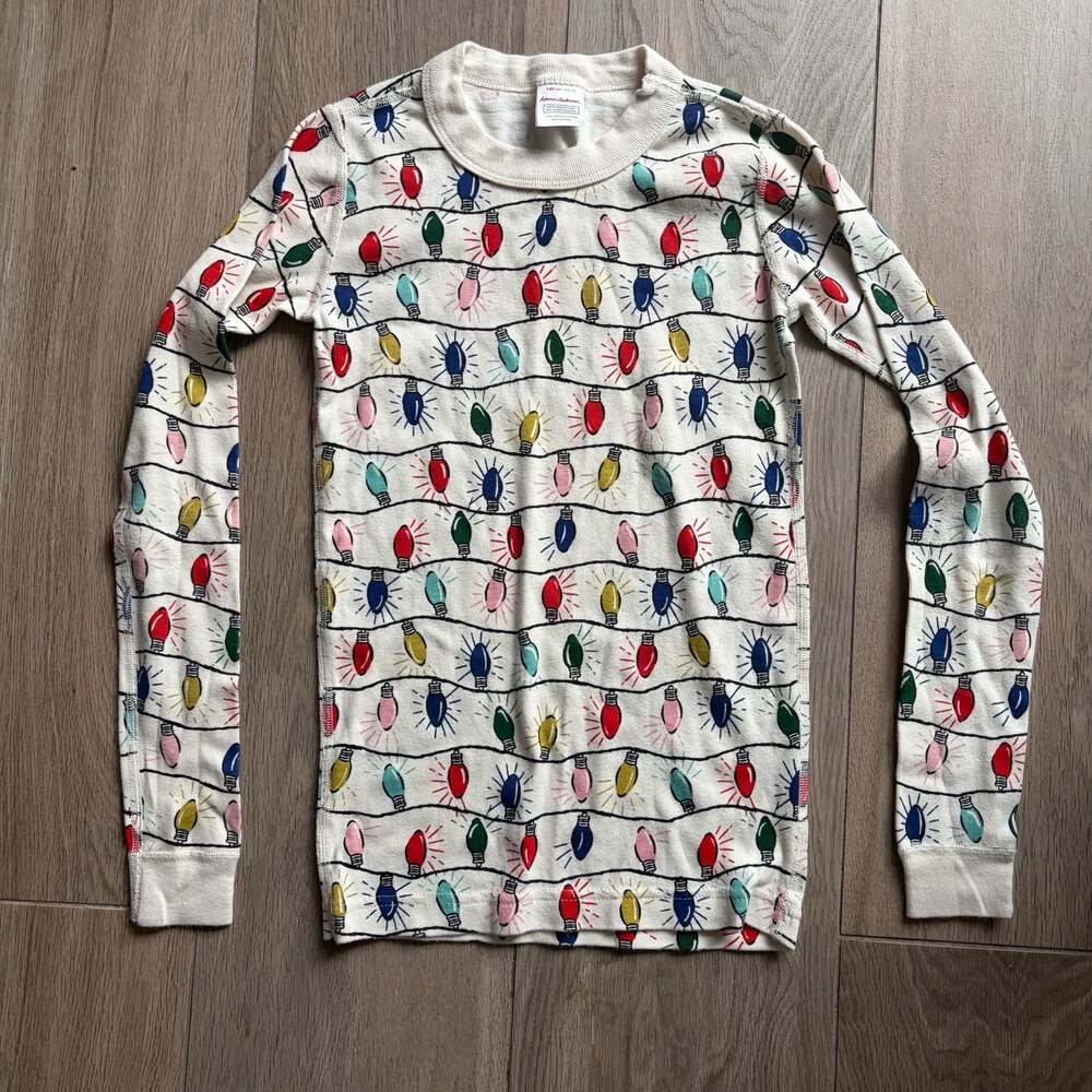 Hanna Andersson Holiday Christmas Lights Pajama Long John Top Size 10